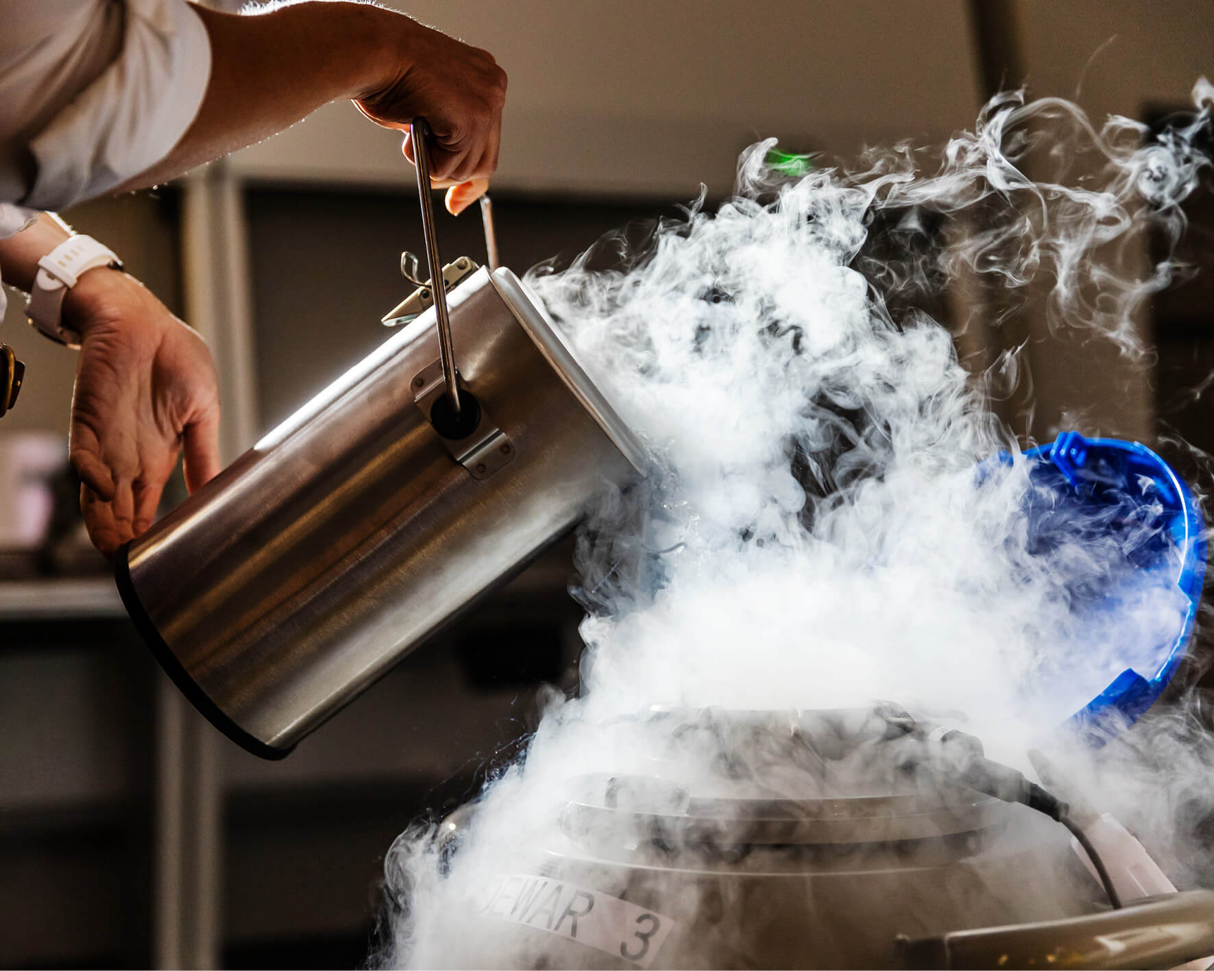 Consultant freezing an embryo for fertility preservation